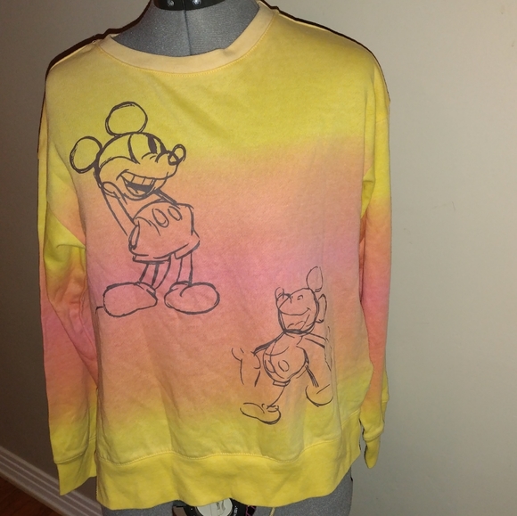 Mickey Mouse Orange Ombré Sweatshirt, Disney Mickey Ombre Tie Dye Sweatshirt - Picture 11 of 11